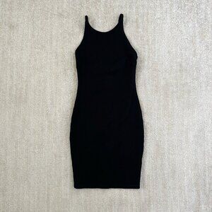 Lulus Black Ribbed Bodycon Cocktail Mini Dress S